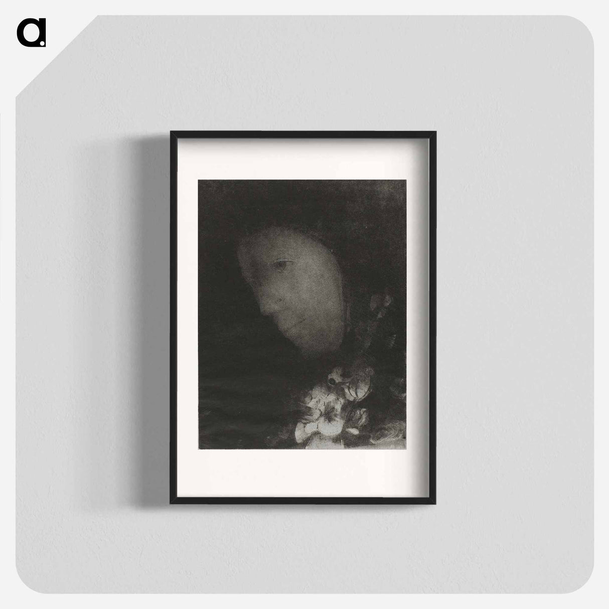 Head of Woman With Corsage of Flowers - オディロン ルドン Poster.