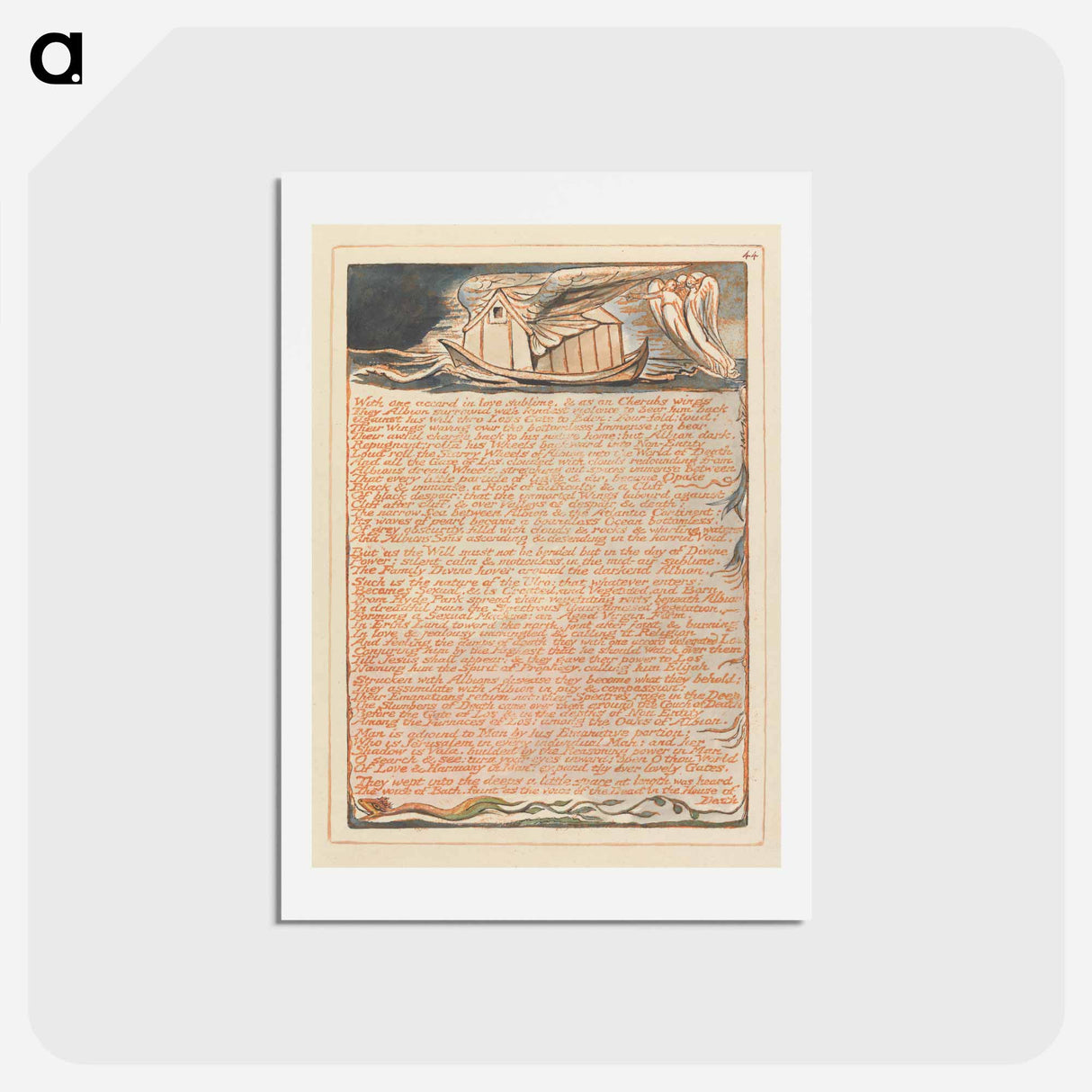 アートポストカード-Jerusalem, Plate 44, "With one accord...." - ウィリアム ブレイク Postcard.