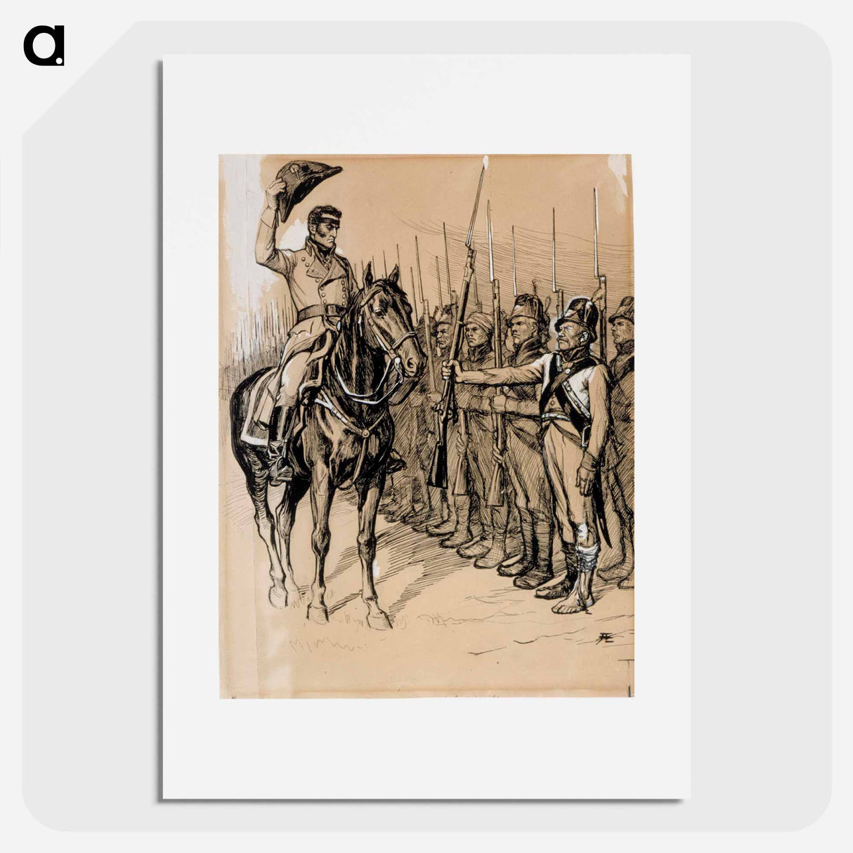 ja äänetönnä döbeln hattunsa vanhuksen kunniaksi kohottaa - アルバート エーデルフェルト Poster.