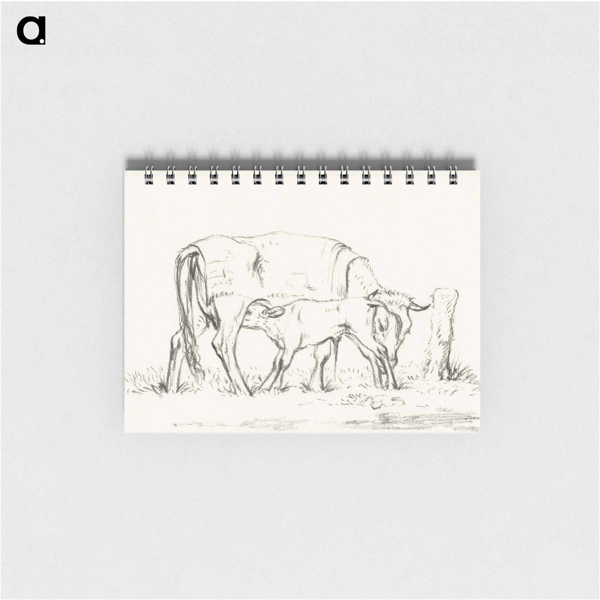 アートメモ帳-Calf drinking with his mother - ジャン ベルナール Memo.