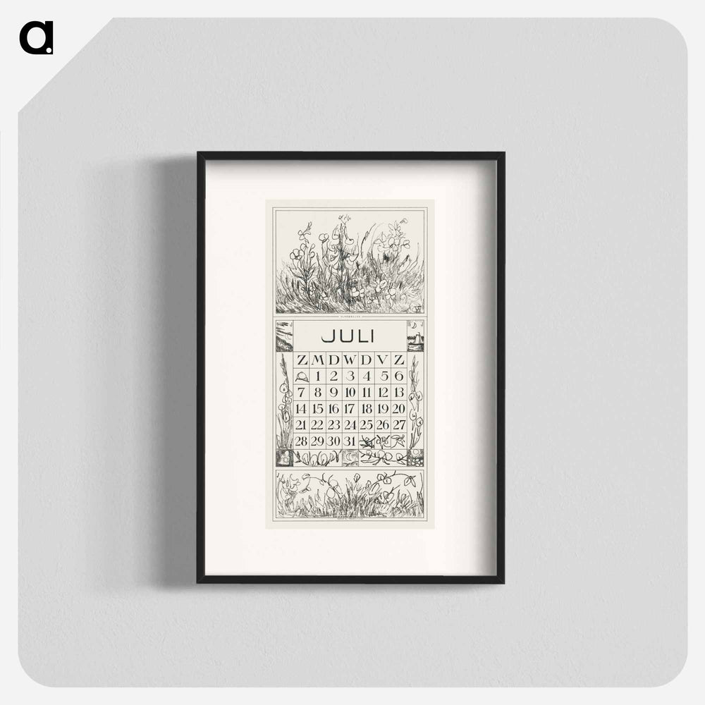 July Calendar with dead leaves - Theo van Hoytema Poster.