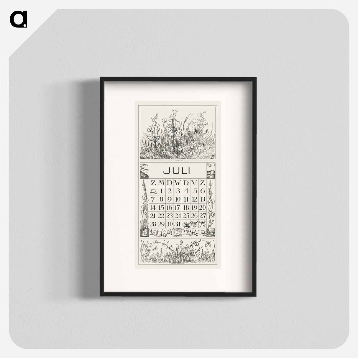 July Calendar with dead leaves - Theo van Hoytema Poster.