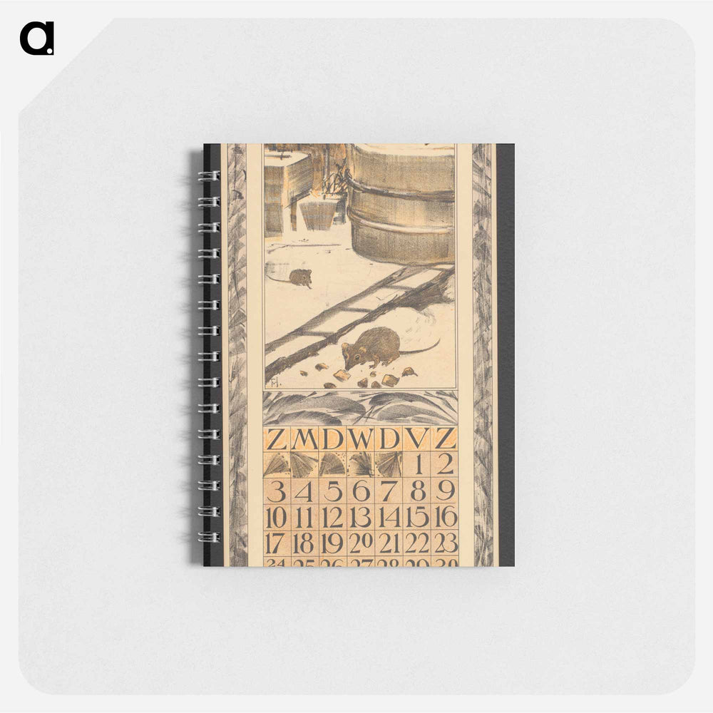 Kalenderblad voor december 1911 met muizen in een sneeuwlandschap - テオ ヴァン ホイテマ Memo.