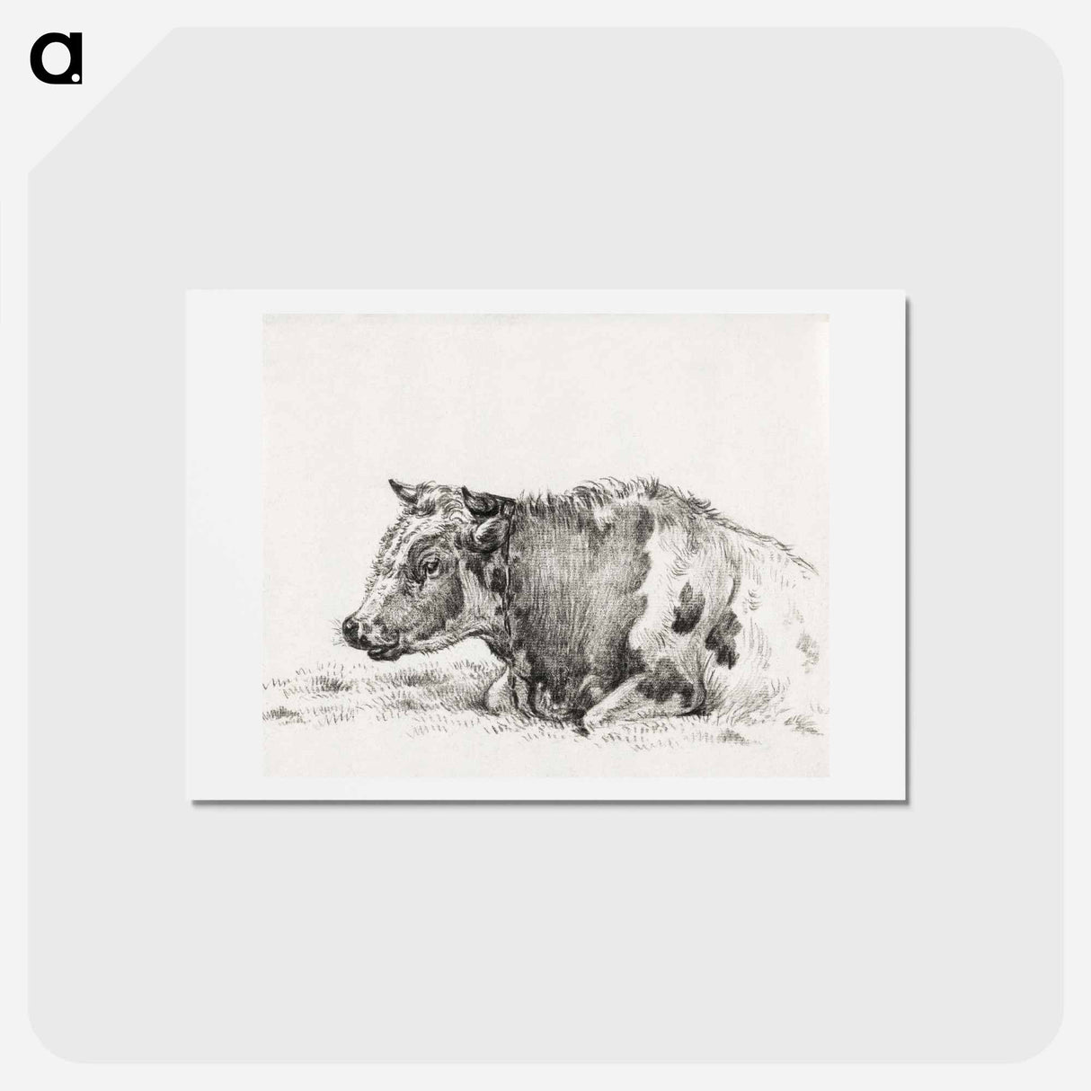 アートポストカード-Lying cow - ジャン ベルナール Postcard.