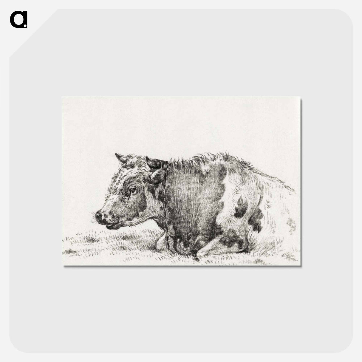 アートポストカード-Lying cow - ジャン ベルナール Postcard.