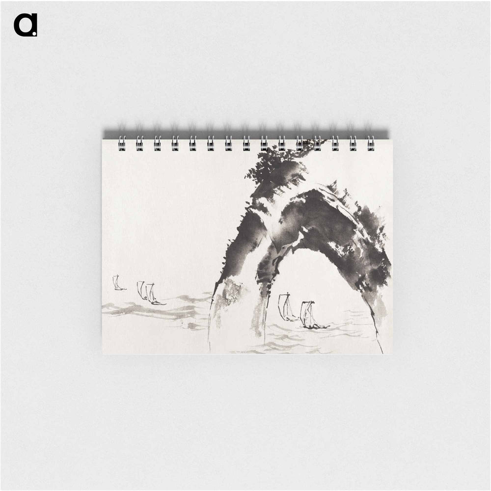 Hokusai's ocean and cliff, Album of Sketches - 葛飾 北斎 Memo.