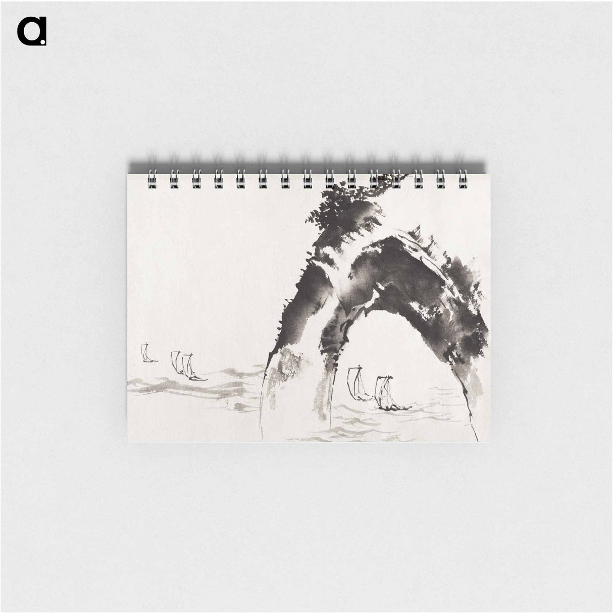 Hokusai's ocean and cliff, Album of Sketches - 葛飾 北斎 Memo.