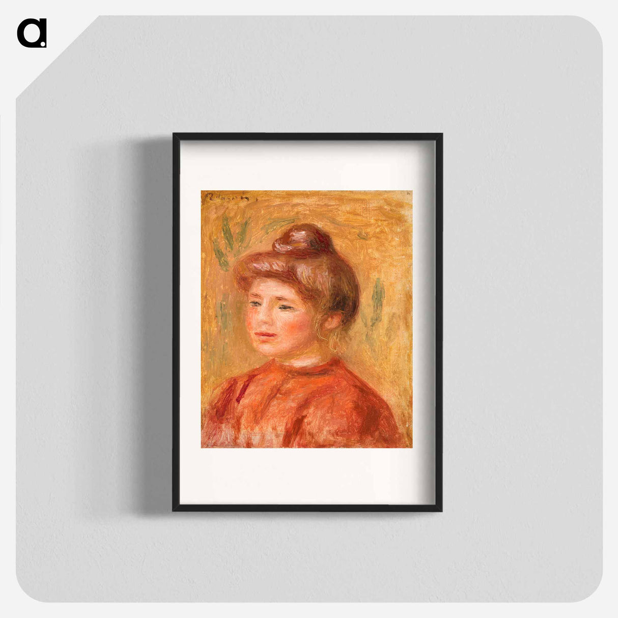 アートポスター-Bust of Woman in Red - ピエール オーギュスト ルノワール Poster.