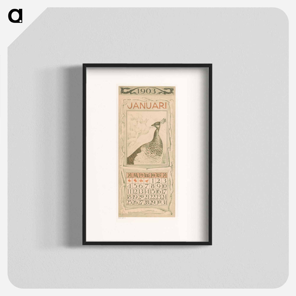 January calendar with flowers - Theo van Hoytema Poster.