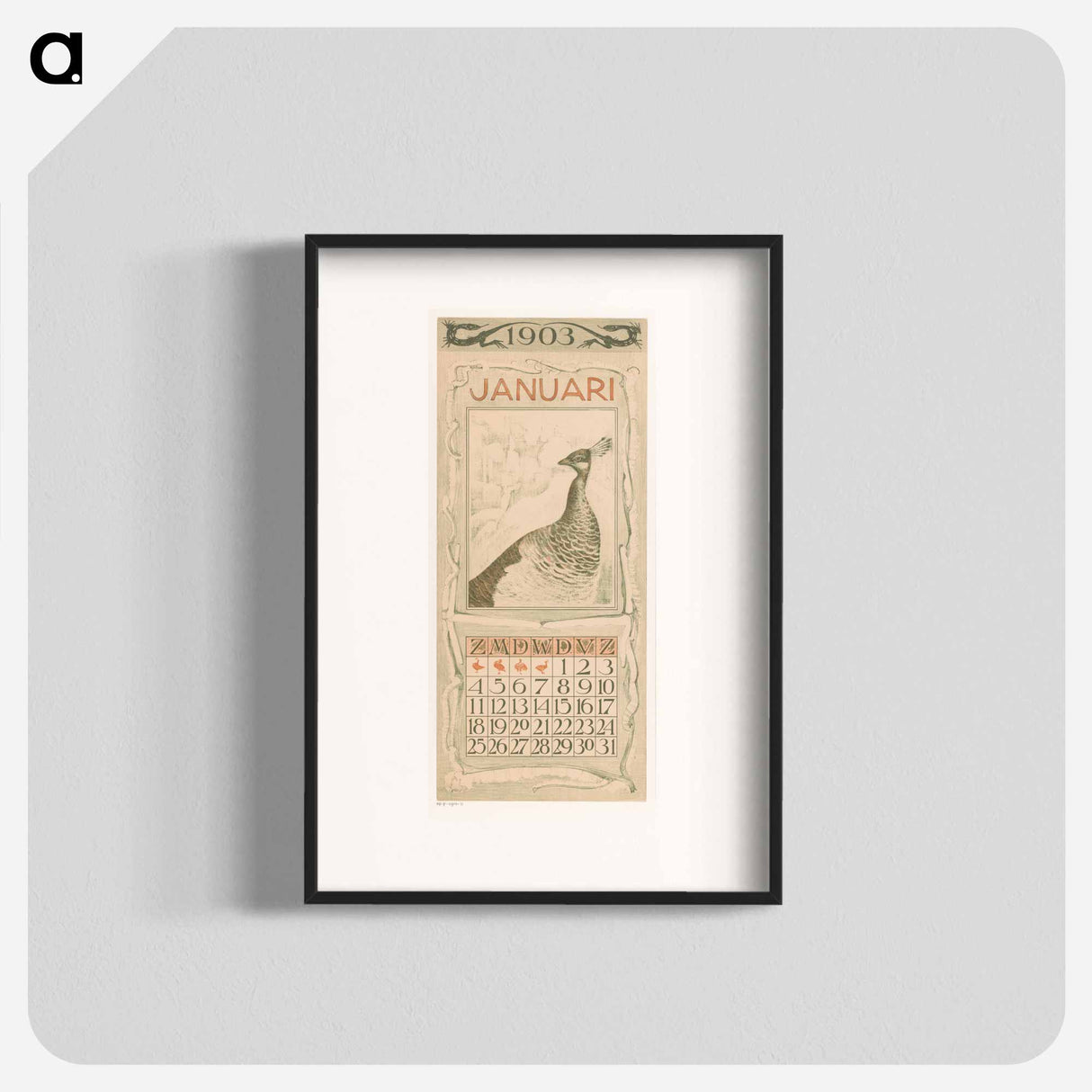 January calendar with flowers - Theo van Hoytema Poster.