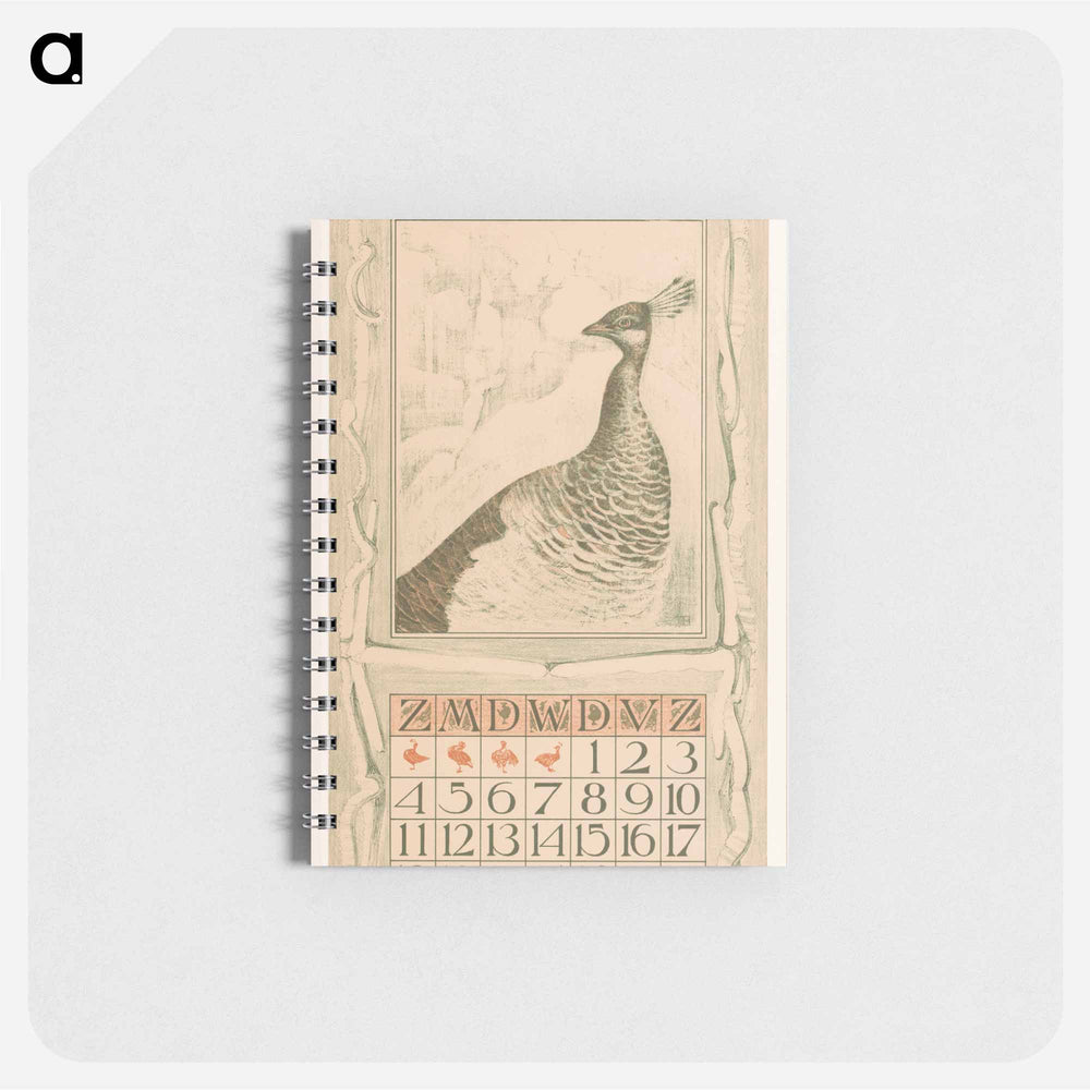 Kalenderblad januari met pauw - テオ ヴァン ホイテマ Memo.