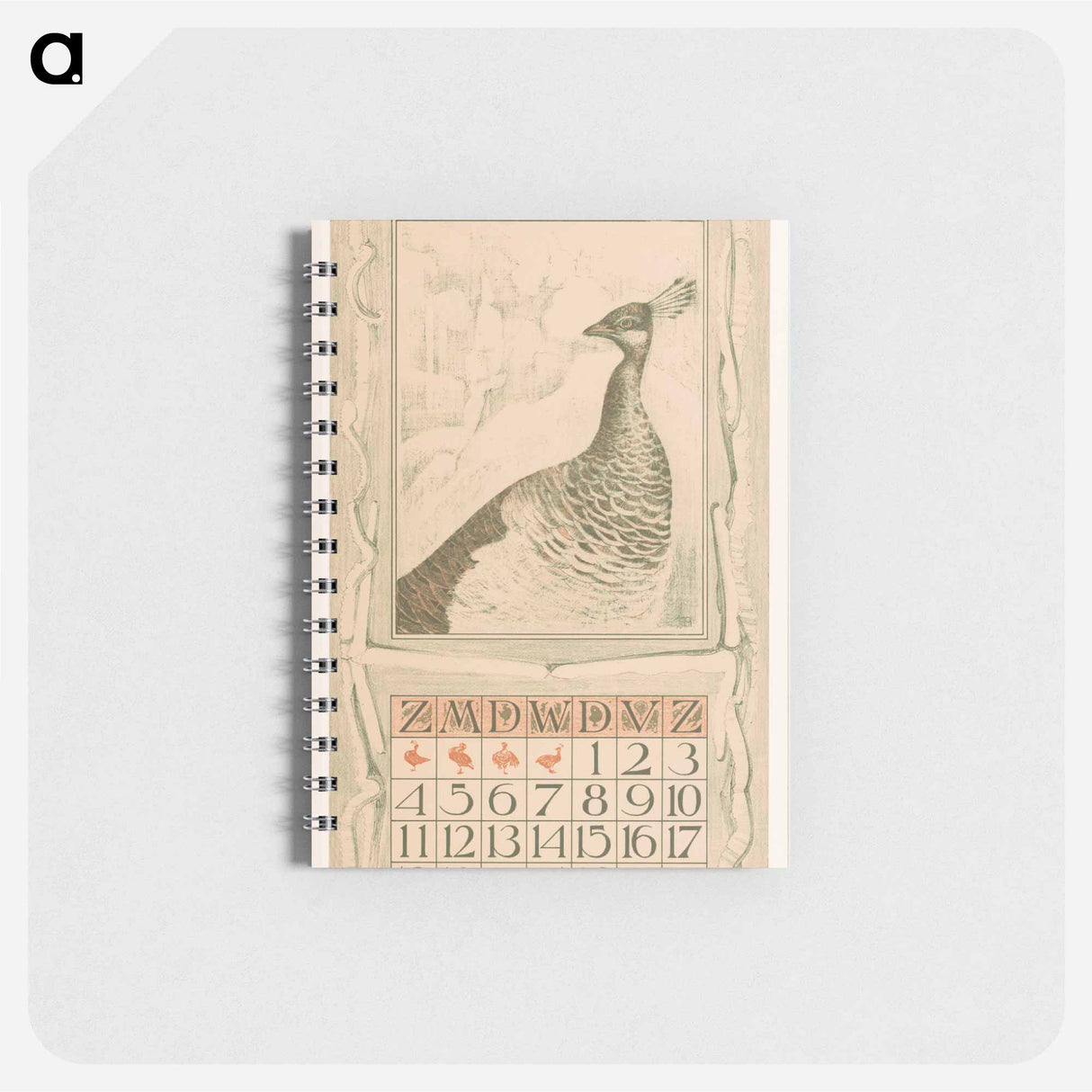 Kalenderblad januari met pauw - テオ ヴァン ホイテマ Memo.