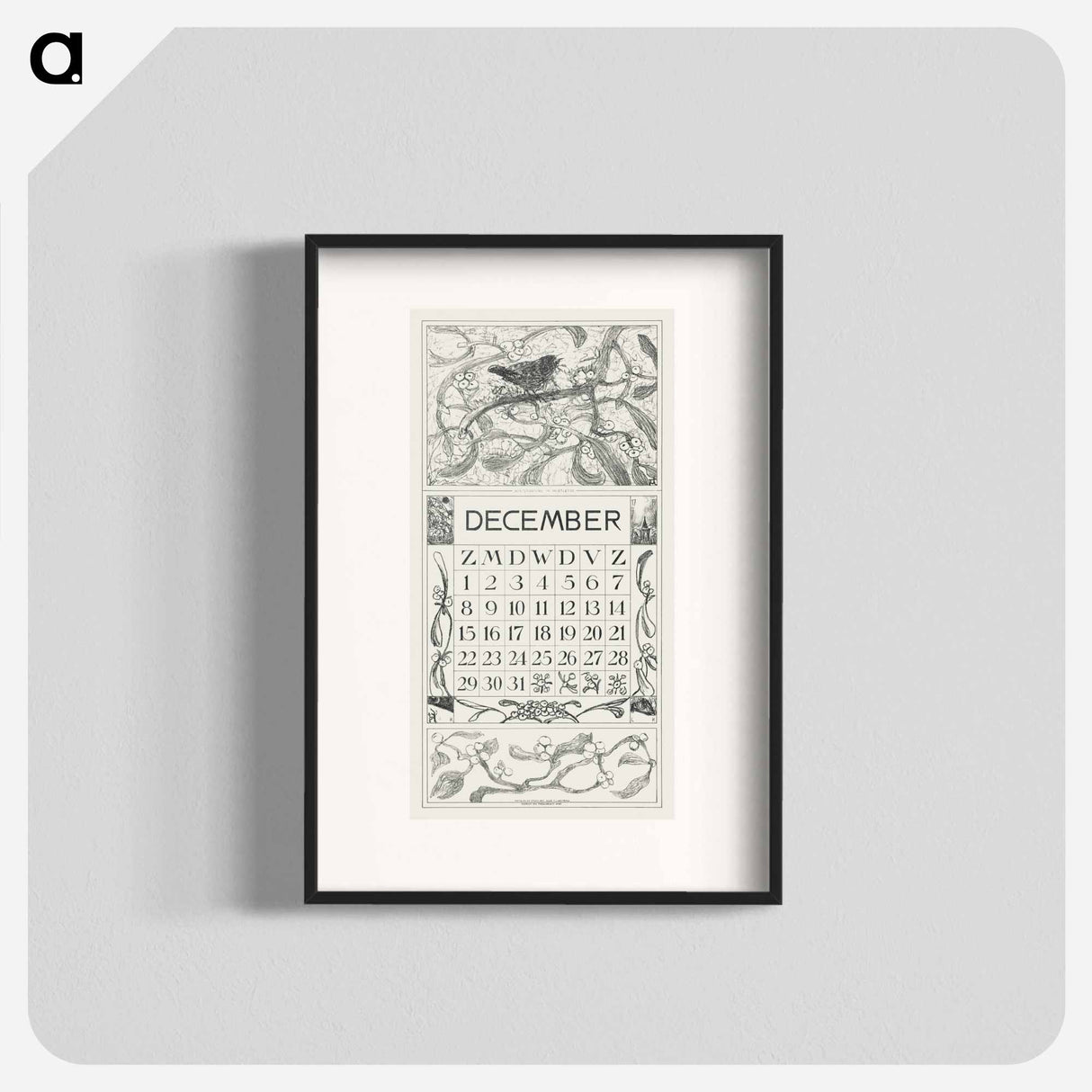 Calendar December with Winter Koninkje - Theo Van Hoytema Poster.