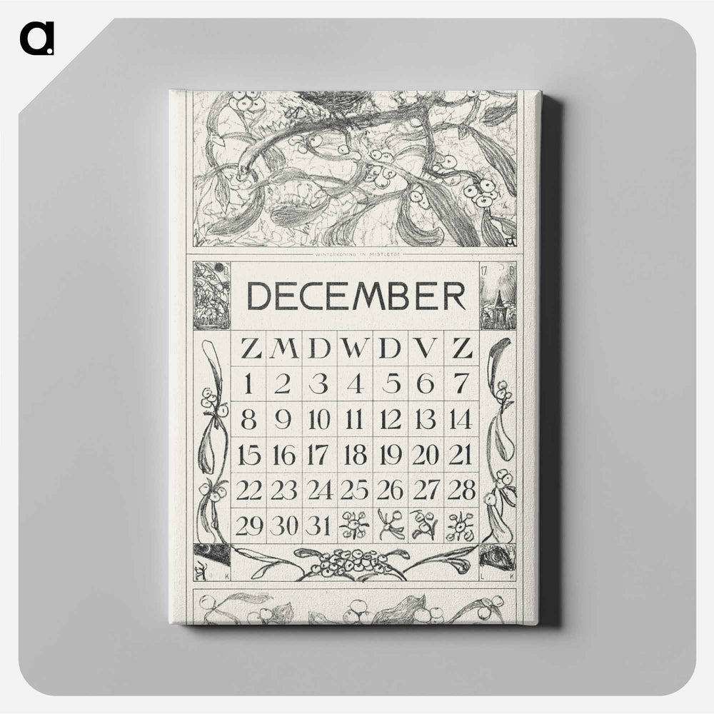 Calendar December with Winterkoninkje - Theo van Hoytema Canvas.