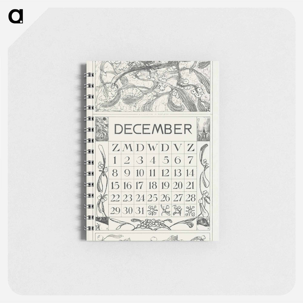 Kalenderblad december met winterkoninkje - テオ ヴァン ホイテマ Memo.