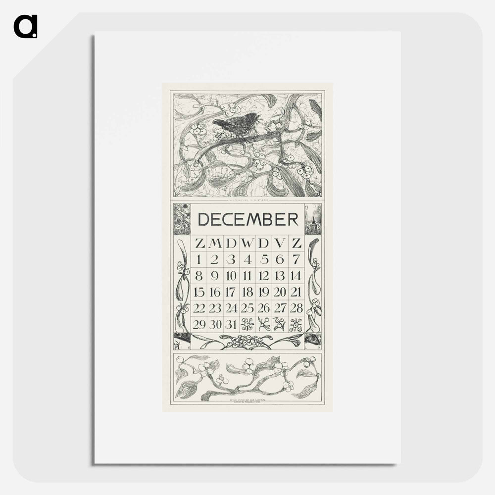 Calendar December with Winter Koninkje - Theo Van Hoytema Poster.