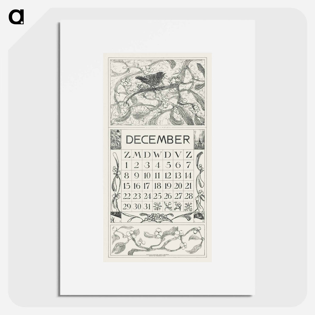 Calendar December with Winter Koninkje - Theo Van Hoytema Poster.