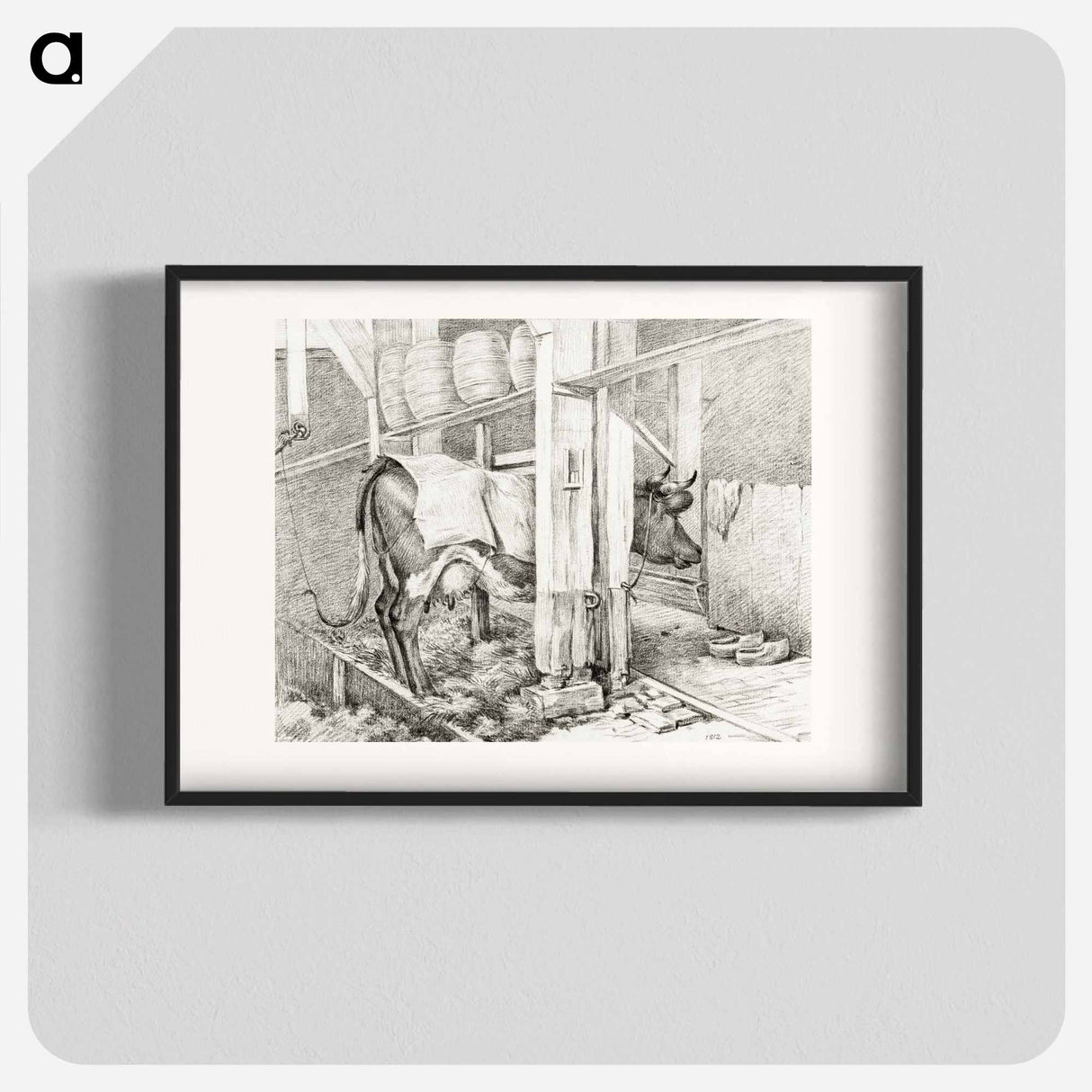 Standing cow with a blanket - Jean Bernard Poster.