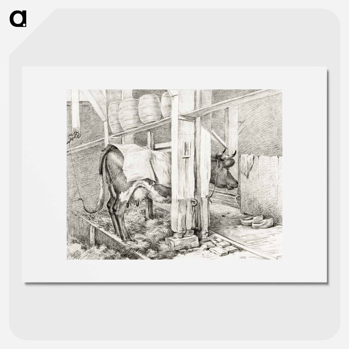 Standing cow with a blanket - Jean Bernard Poster.