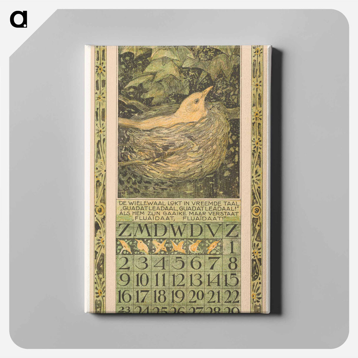 Calendar day with brown flowers - Theo van Hoytema Canvas.