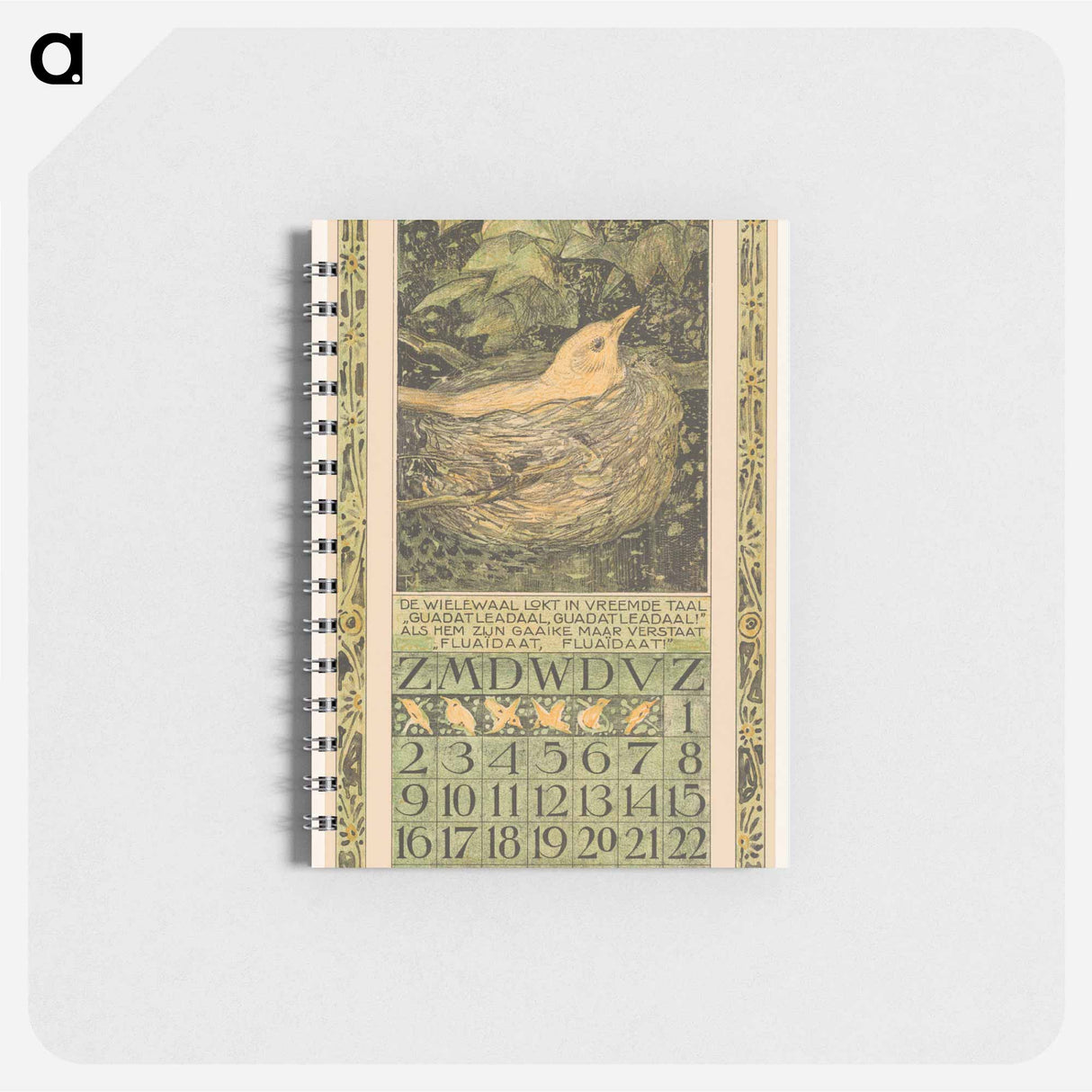 Kalenderblad juni met broedende vogel - テオ ヴァン ホイテマ Memo.