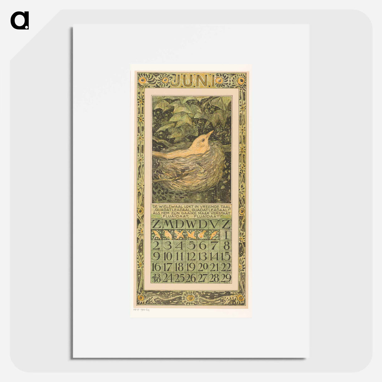 Calendar day with brown eyes - Theo van Hoytema Poster.