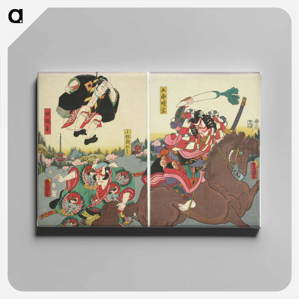 アートパネル-Actors Ichikawa Danzo VI, Nakamura Fukusuke, and Kataoka Ichizo in the Play Irifune Soga Nihon no Torikachi (Soga's Success Conquers Japan)
- 歌川 国貞 Canvas.