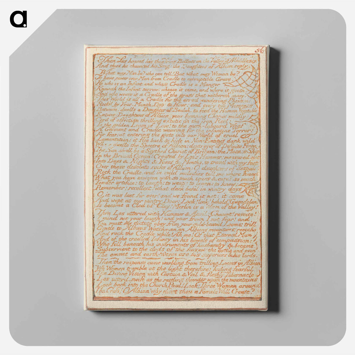 Jerusalem, Plate 56, "Then Los heaved...." - ウィリアム ブレイク Canvas.