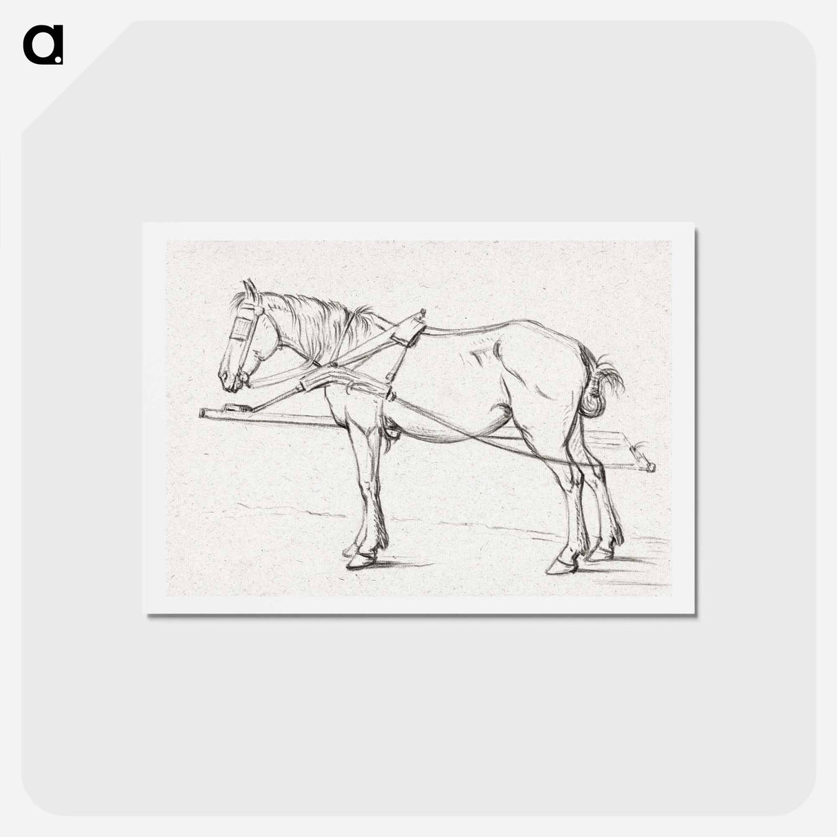 アートポストカード-Standing harnessed horse - ジャン ベルナール Postcard.