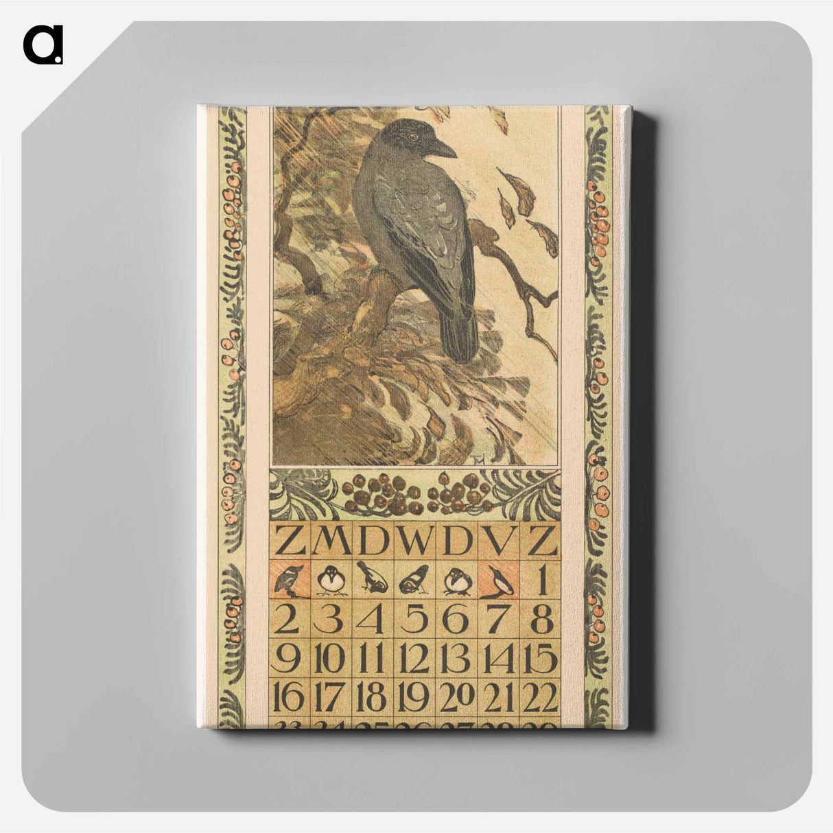 Calendar October with red flowers - Theo van Hoytema Canvas.