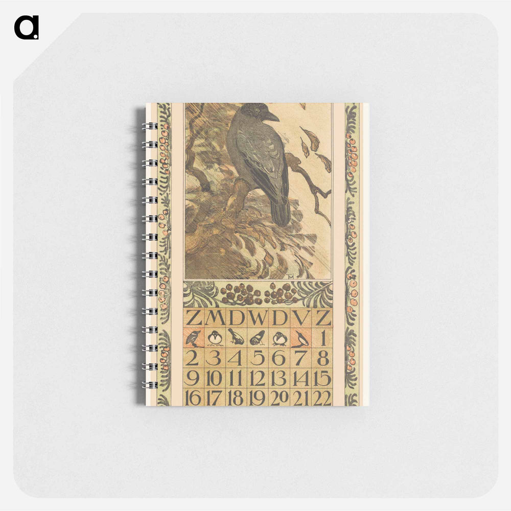 Kalenderblad oktober met bonte kraai - テオ ヴァン ホイテマ Memo.