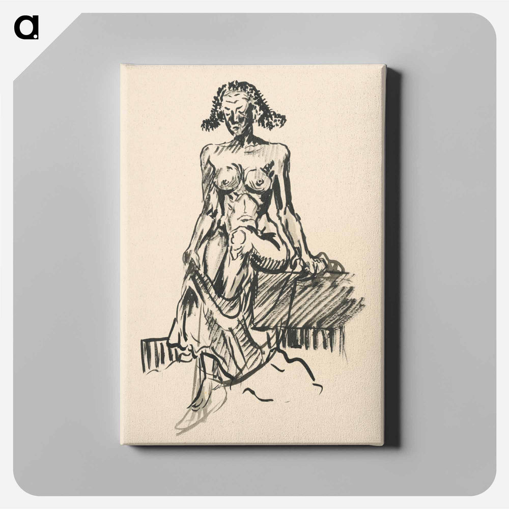 Seated female nude - アーノルド ピーター ワイズ クビンチャン Canvas.