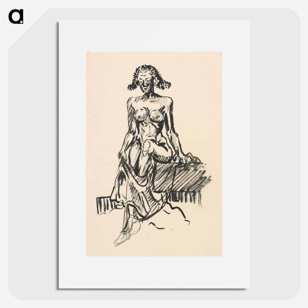 Seated female nude - アーノルド ピーター ワイズ クビンチャン Poster.