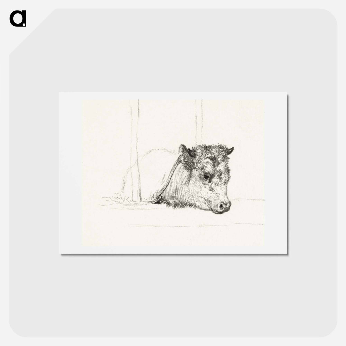 アートポストカード-Head of a cow - ジャン ベルナール Postcard.