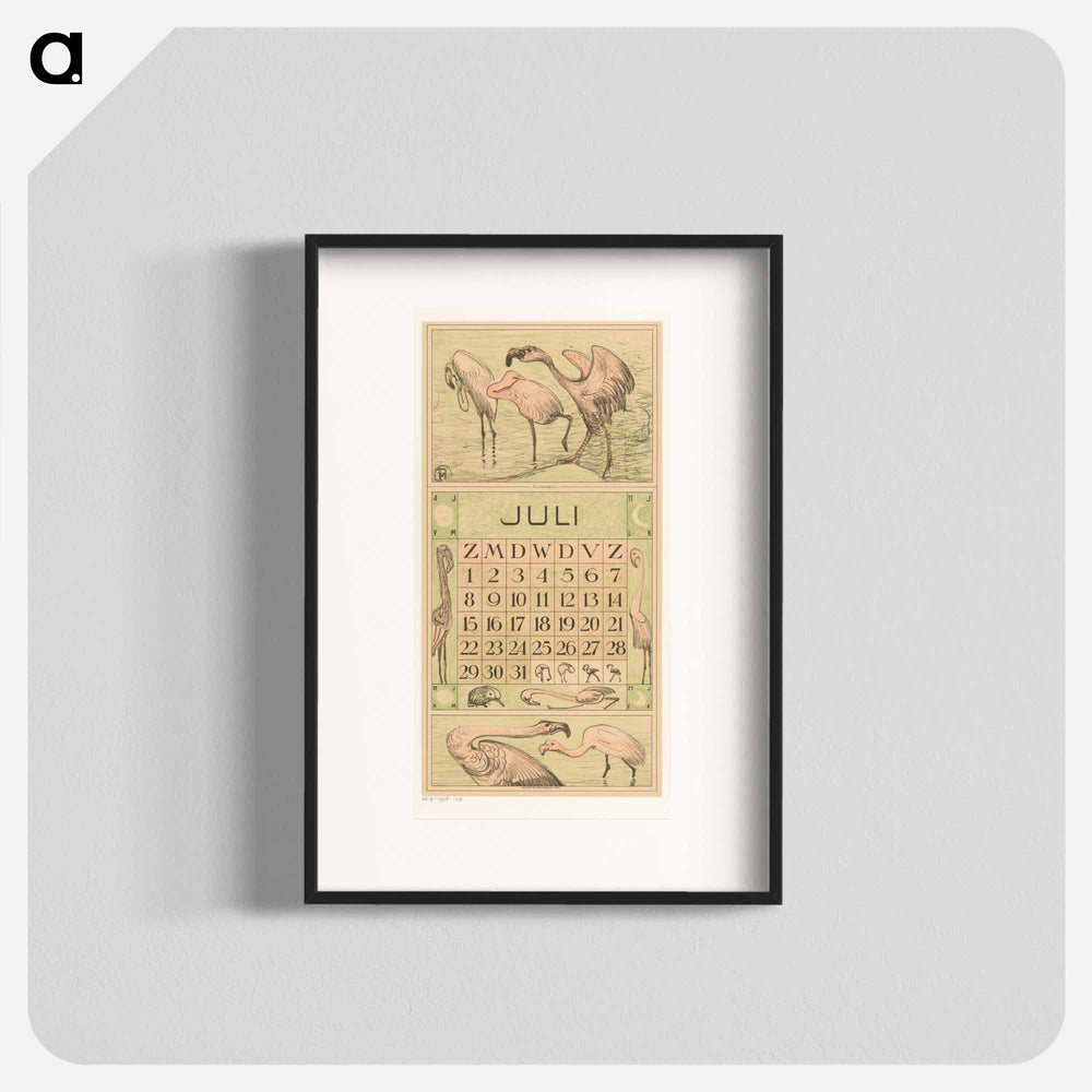 Calendar July meets flamingos - Theo van Hoytema Poster.