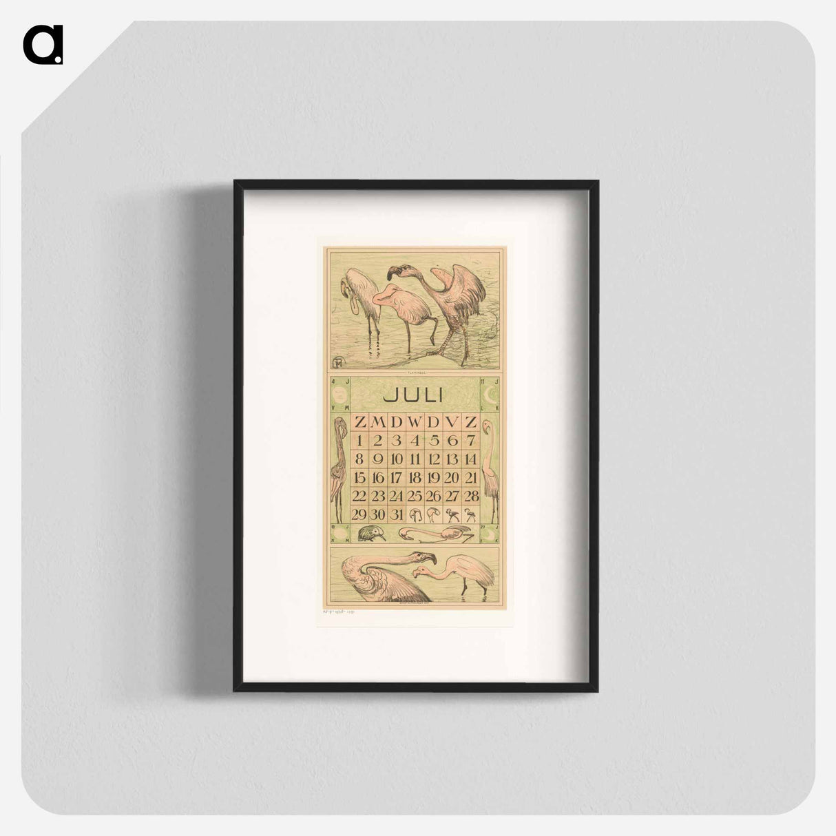 Calendar July meets flamingos - Theo van Hoytema Poster.