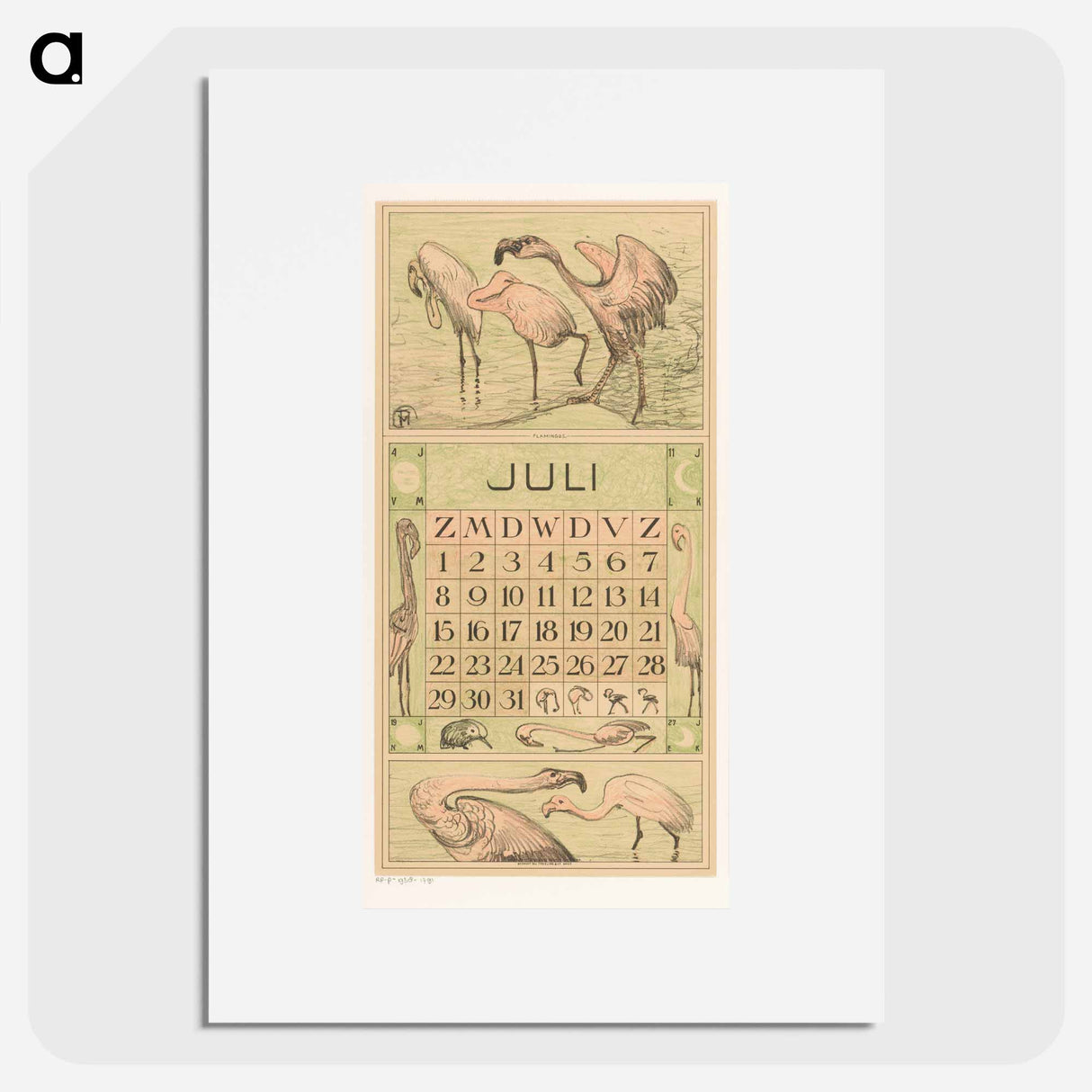 Calendar July meets flamingos - Theo van Hoytema Poster.