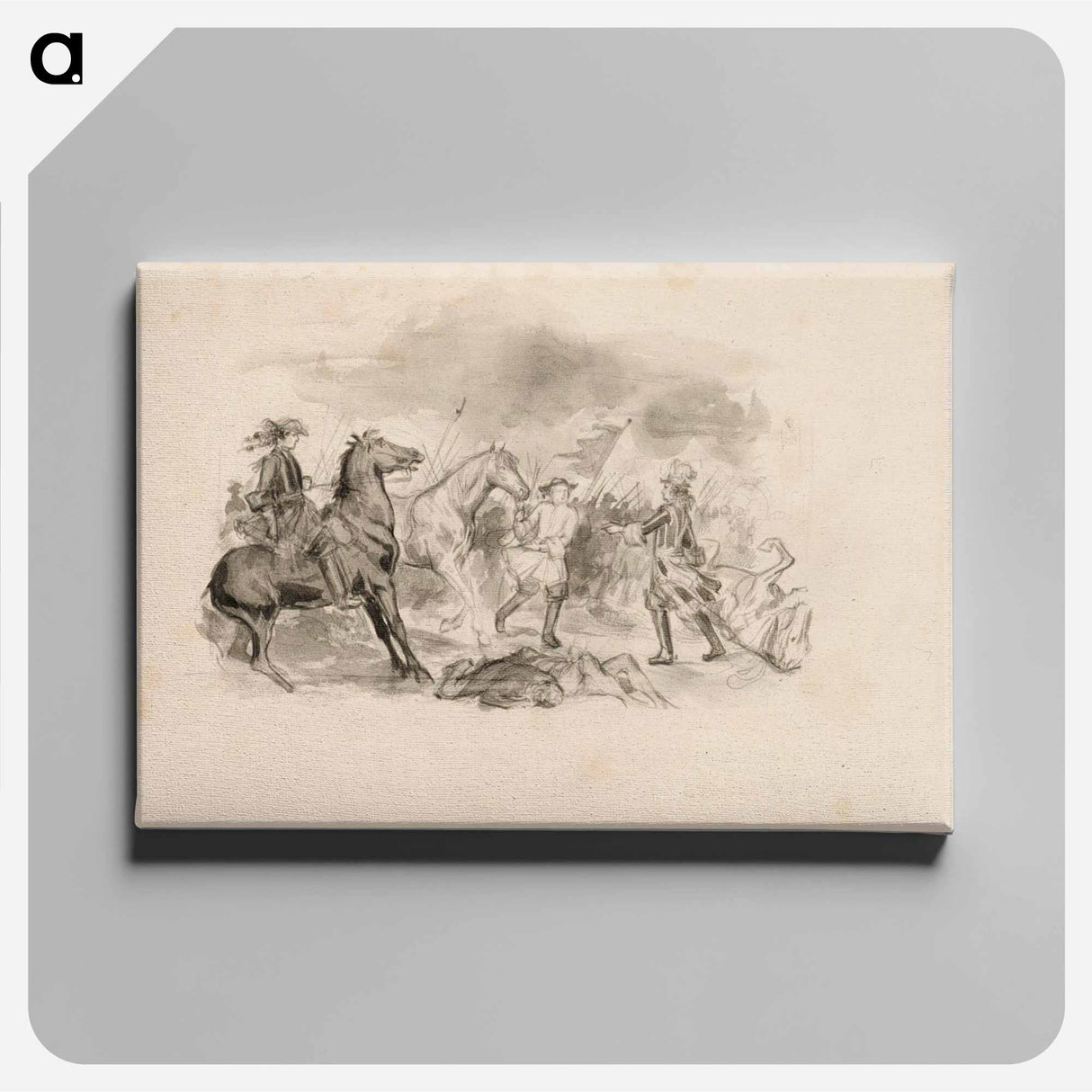 Kuvitusluonnos teokseen svenska bilder av carl snoilsky, runo brandklipparen - アルバート エーデルフェルト Canvas.