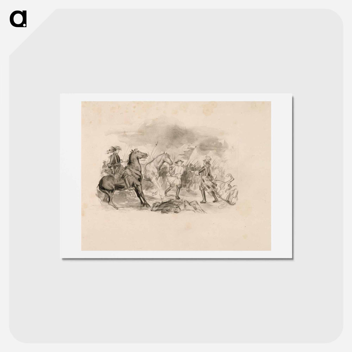 Kuvitusluonnos teokseen svenska bilder av carl snoilsky, runo brandklipparen - アルバート エーデルフェルト Postcard.