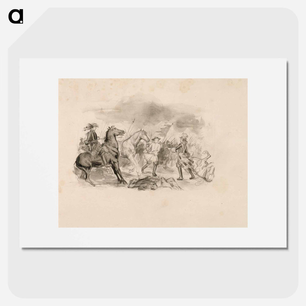 Kuvitusluonnos teokseen svenska bilder av carl snoilsky, runo brandklipparen - アルバート エーデルフェルト Poster.