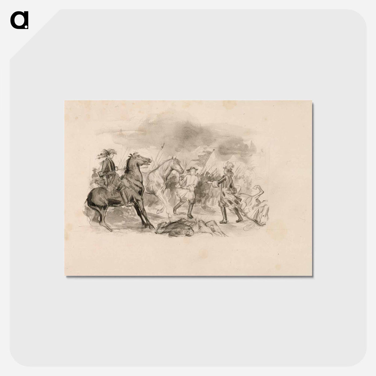 Kuvitusluonnos teokseen svenska bilder av carl snoilsky, runo brandklipparen - アルバート エーデルフェルト Postcard.