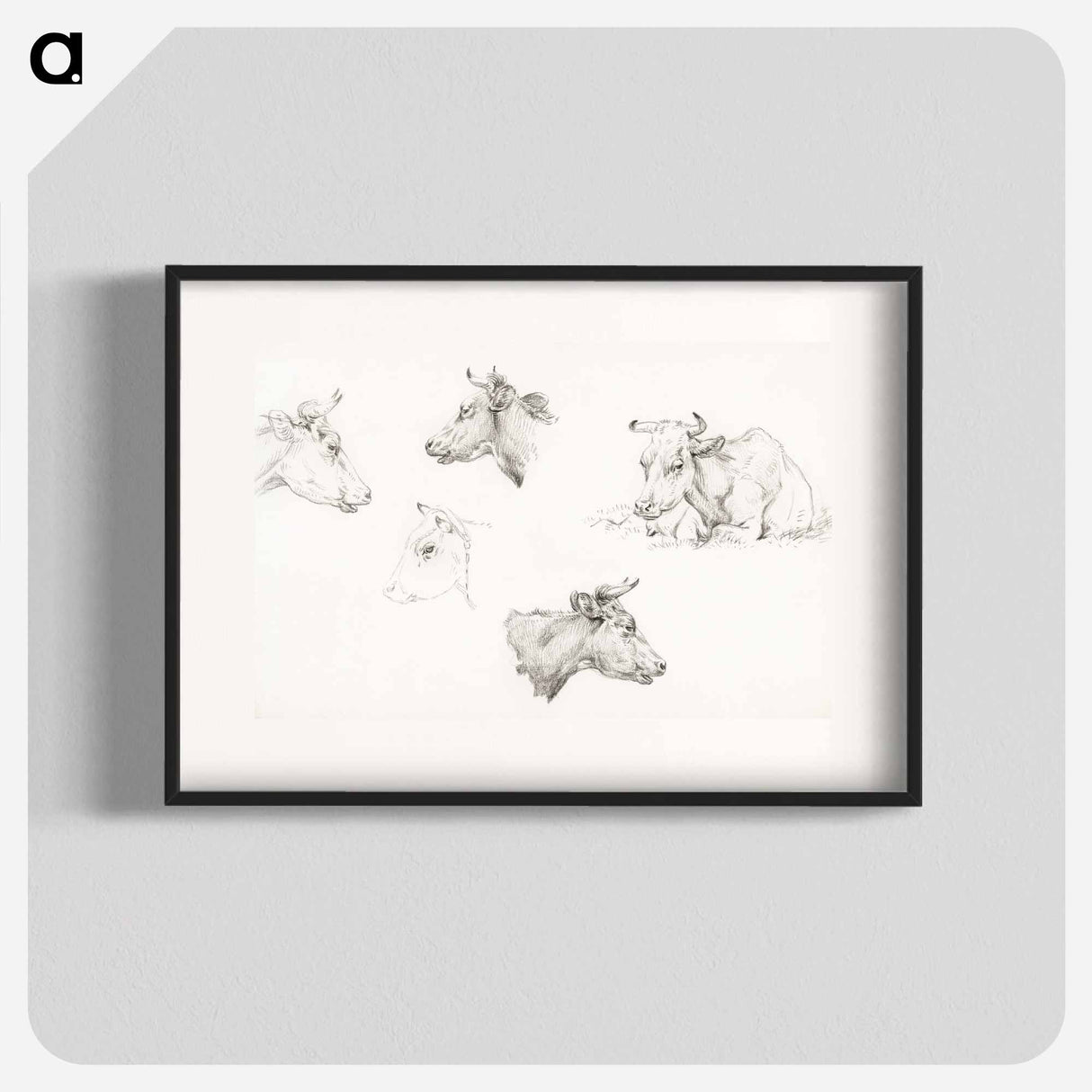 Four study sketches of cows - ジャン ベルナール Poster.