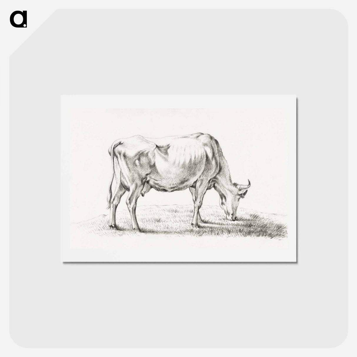 アートポストカード-Grazing cow - ジャン ベルナール Postcard.
