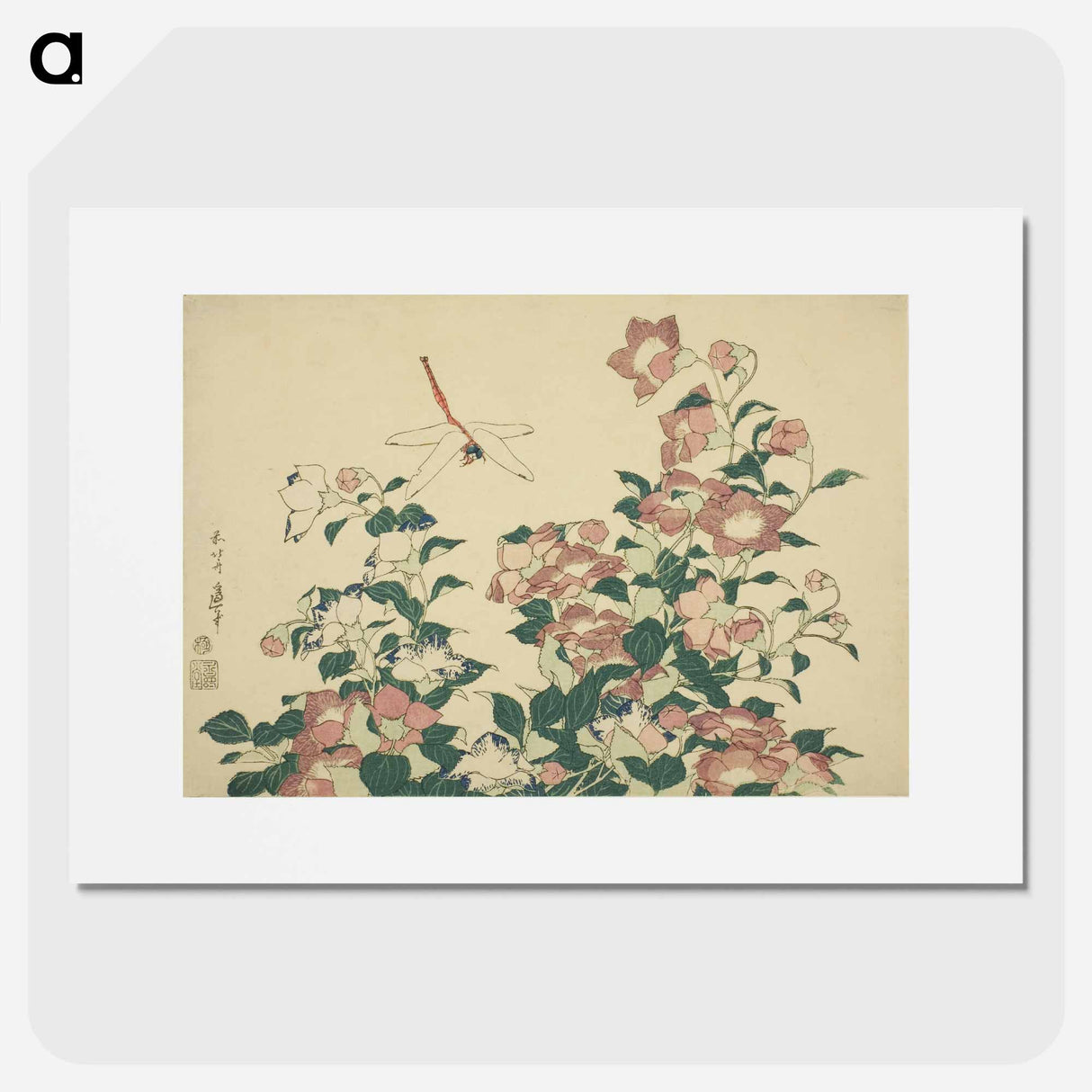 アートポスター-Hokusai's dragonfly and bellflower - 葛飾 北斎 Poster.