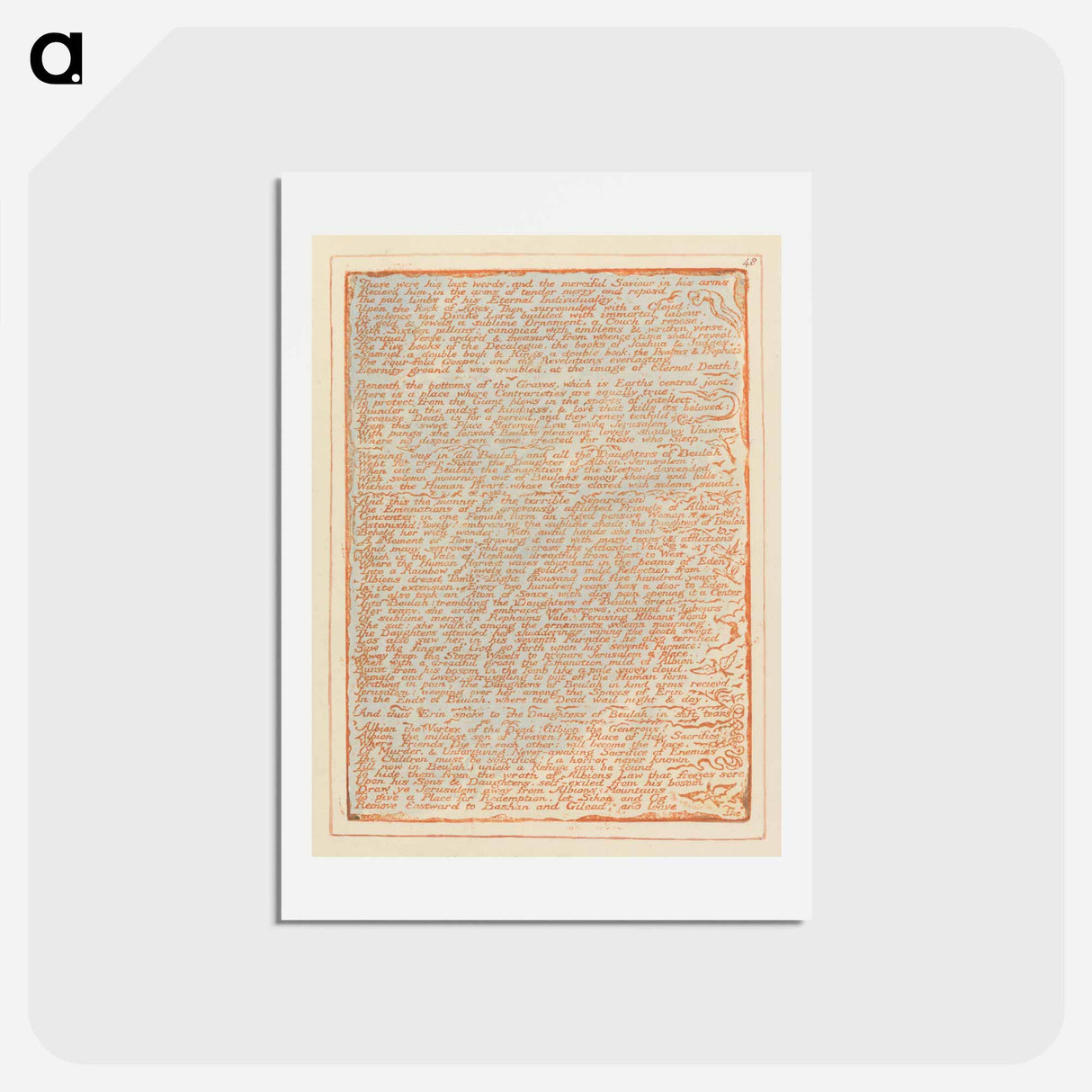 アートポストカード-Jerusalem, Plate 48, "These were his last words...." - ウィリアム ブレイク Postcard.