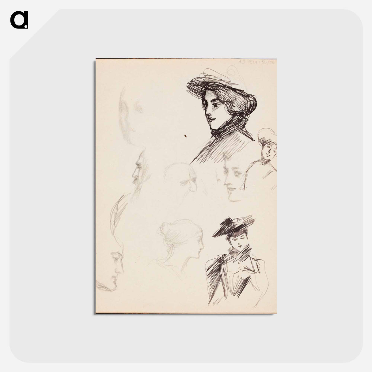 アートポストカード-(unknown) part of a sketchbook - アルバート エーデルフェルト Postcard.
