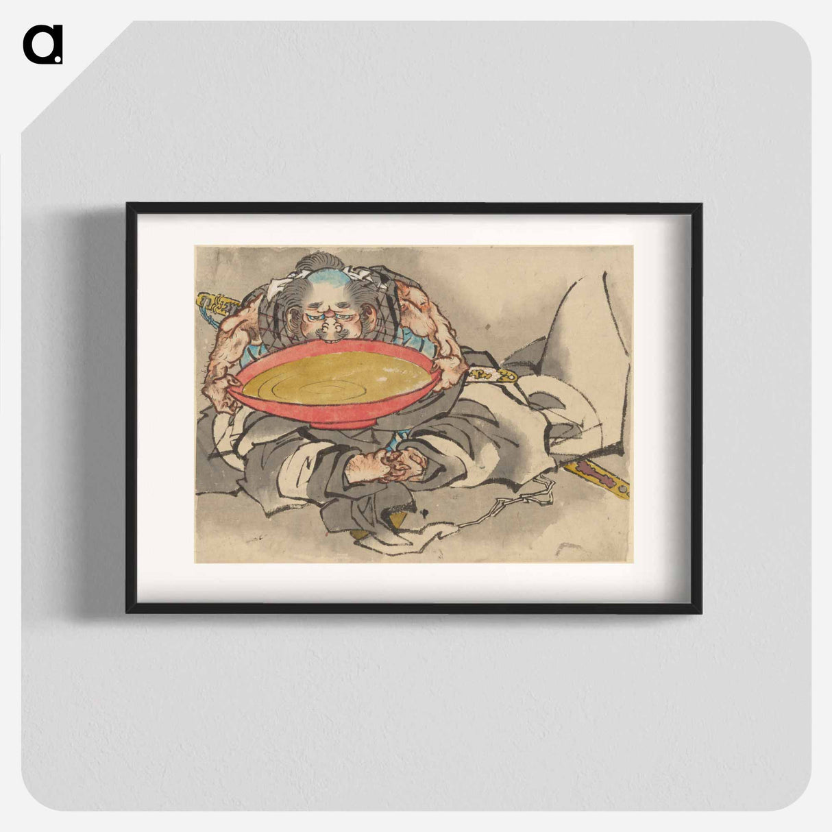 アートポスター-Sakata Kintoki Drinking Sake Wine - 葛飾 北斎 Poster.