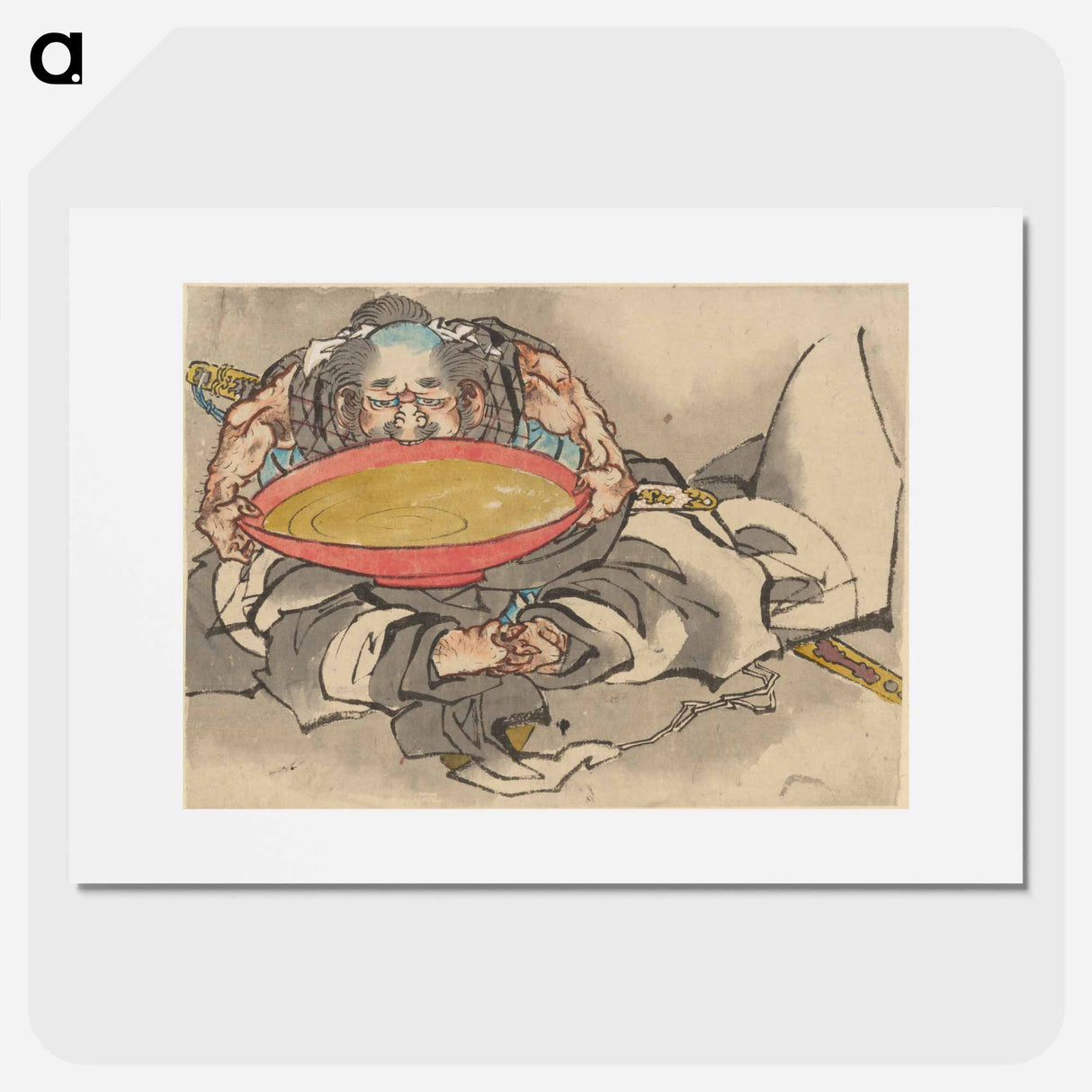 アートポスター-Sakata Kintoki Drinking Sake Wine - 葛飾 北斎 Poster.