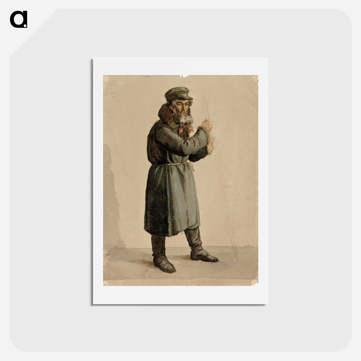 Venäläinen pitkässä kaftaanissa, malliharjoitelma - アルバート エーデルフェルト Postcard.