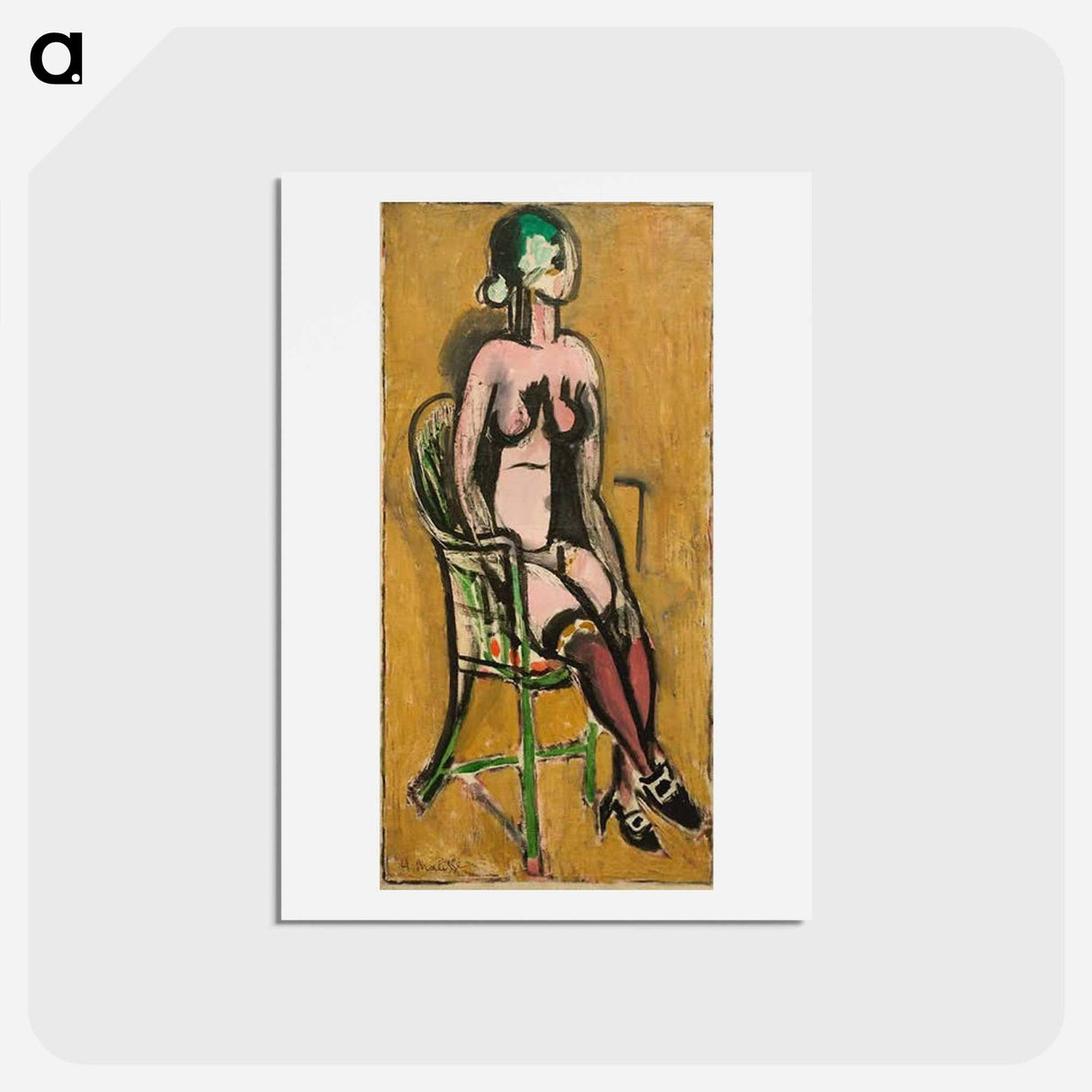 アートポストカード-Seated Nude with Violet Stockings - アンリ マティス Postcard.